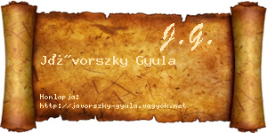 Jávorszky Gyula névjegykártya
