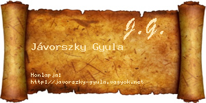 Jávorszky Gyula névjegykártya